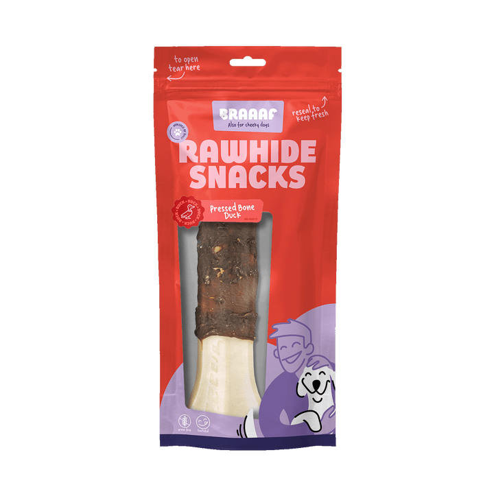 
  Braaaf Rawhide Pressed Bone Eend - 20 cm - artikelnummer BRAA400273
