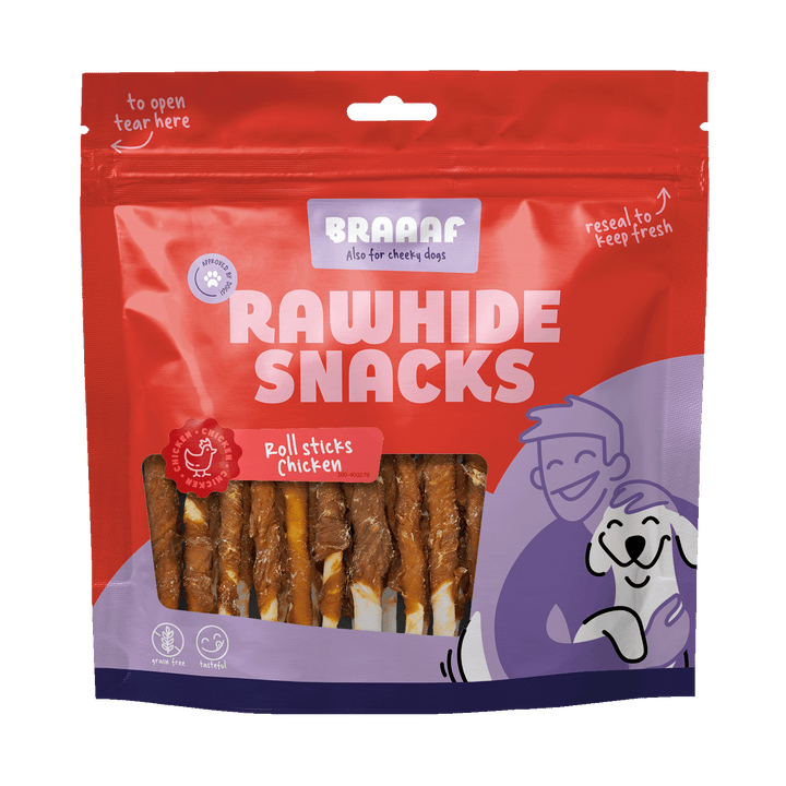 
  Braaaf Rawhide Roll Sticks Kip - 30 st. - artikelnummer BRAA400278
