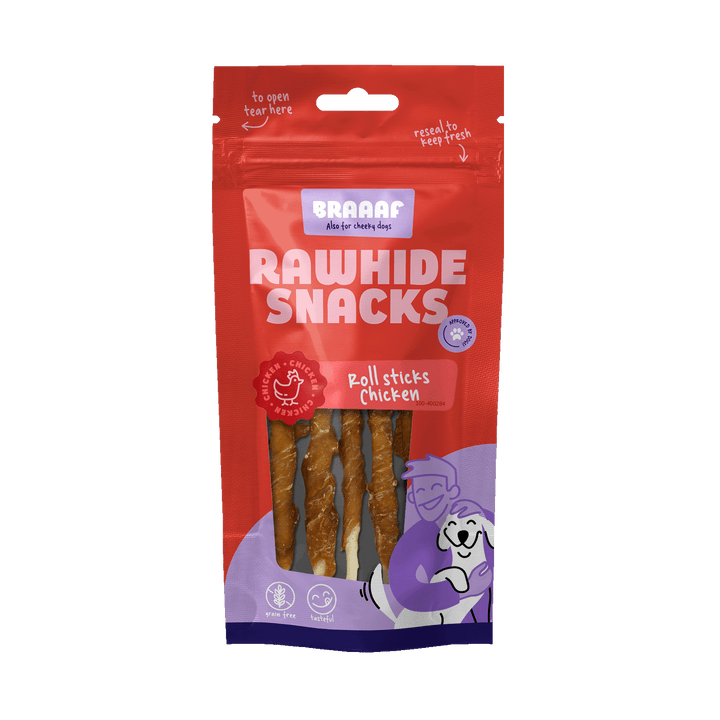 
  Braaaf Rawhide Roll Sticks Kip - 8 st. - artikelnummer BRAA400284
