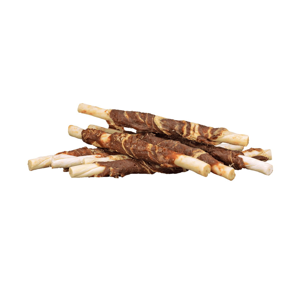 Braaaf Rawhide Roll Sticks Rund & Vis - 8 st.