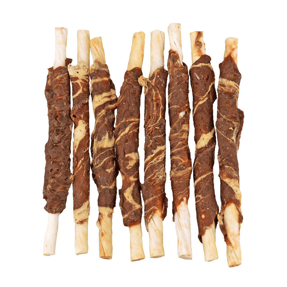 Braaaf Rawhide Roll Sticks Rund & Vis - 8 st.