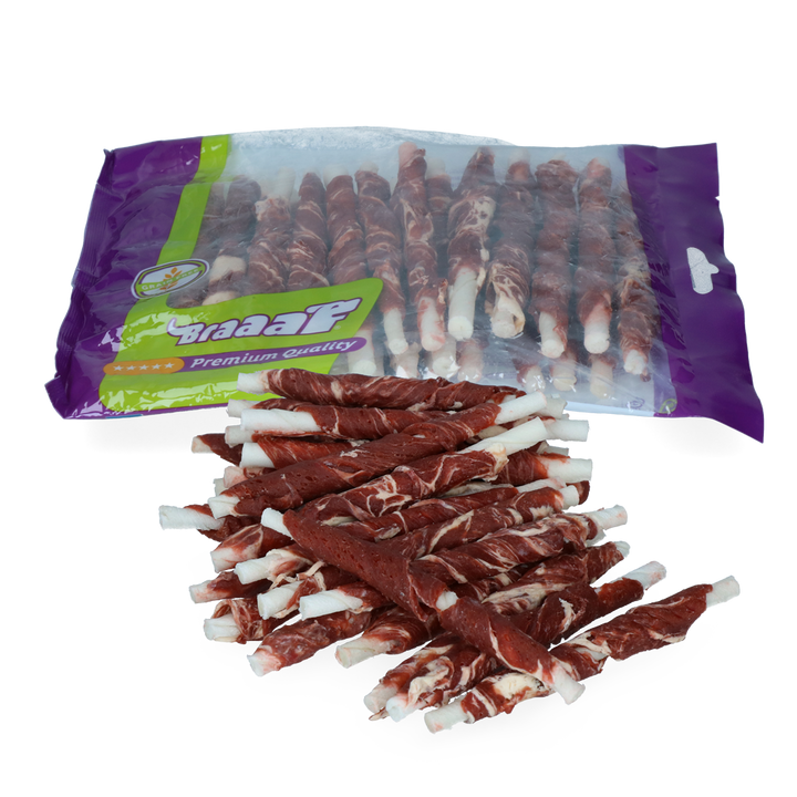 
  Braaaf Rawhide Roll Sticks Rund & Vis - 25 st. - artikelnummer BRAA400709
