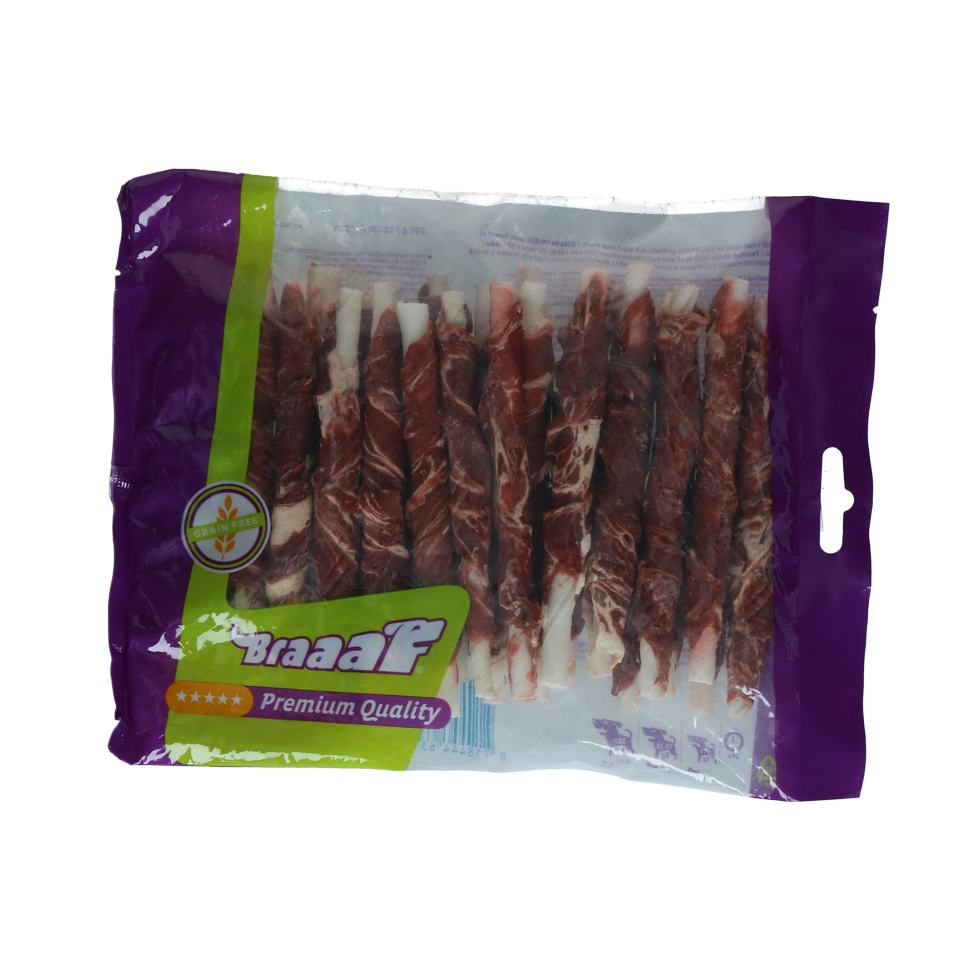 Braaaf Rawhide Roll Sticks Rund & Vis - 25 st.