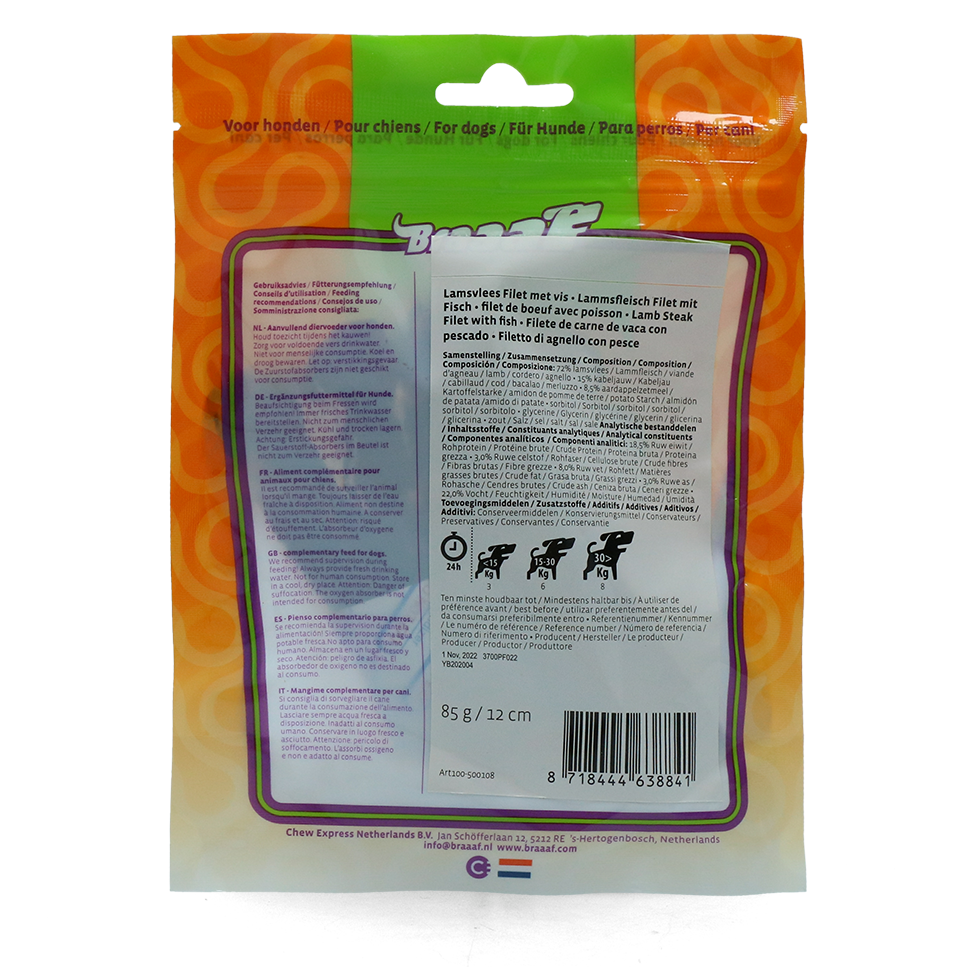Braaaf Soft Snack Filet - Lam & Vis