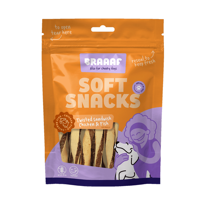 
  Braaaf Soft Snack Gedraaide Sandwich - Kip & Vis - artikelnummer BRAA500113
