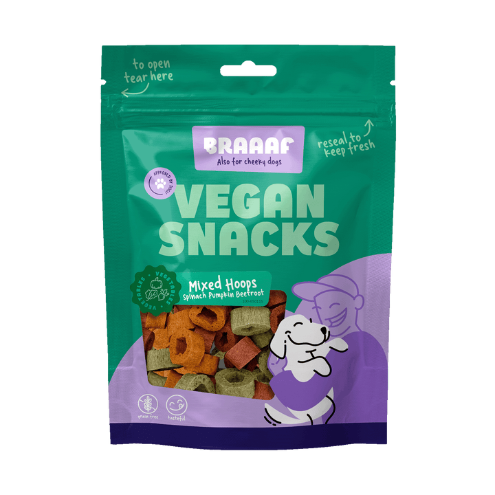 
  Braaaf Vegan Snack Mixed Hoops Spinach Pumpkin Beetroot - 1 cm - artikelnummer BRAA650115
