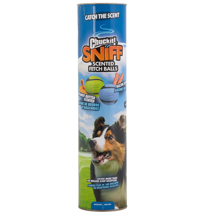 
  Chuckit! Sniff Fetch Ball Bacon & Peanut Butter M 4-pack - artikelnummer CHUC60114
