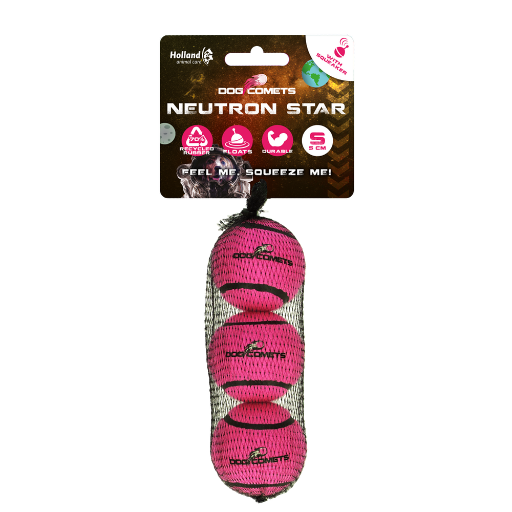 Dog Comets Tennisbal Met Pieper Neutron Star S Roze (3-pack)