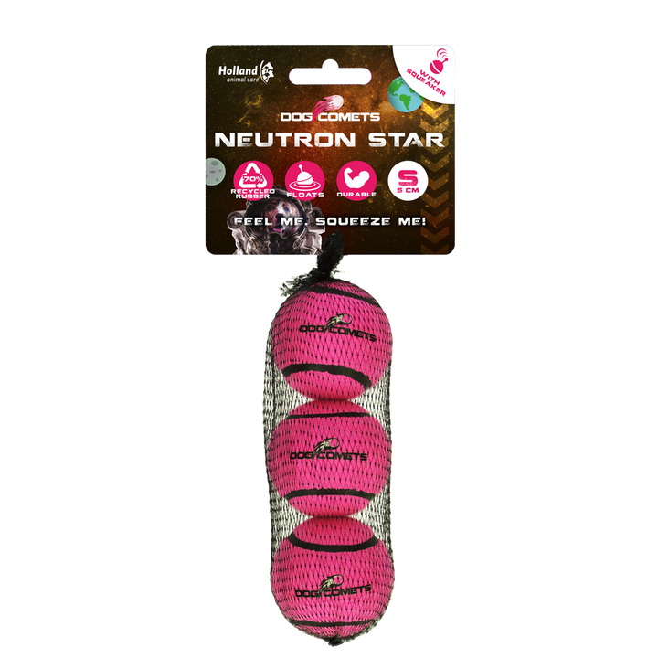 
  Dog Comets Tennisbal Met Pieper Neutron Star S Roze (3-pack) - artikelnummer COME081CS
