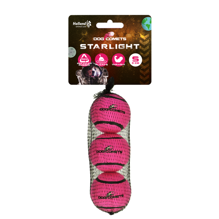 
  Dog Comets Tennisbal Starlight S Roze (3-pack) - artikelnummer COME083CS
