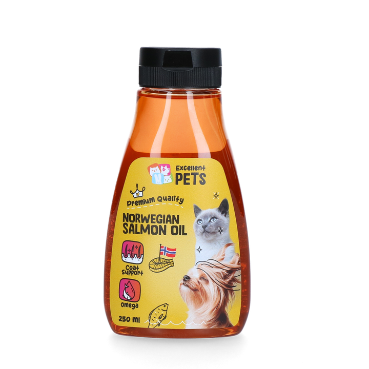 
  Excellent Pets Noorse Zalmolie 250 ml (knijpflacon) - artikelnummer DOGF0250N
