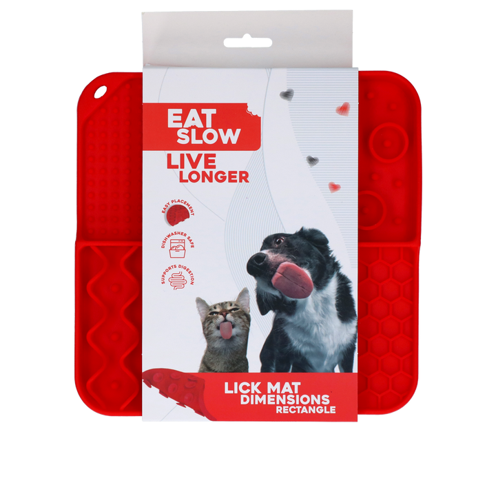 
  Eat Slow Live Longer Lick Mat Dimensions Rectangle Rood - artikelnummer EATS063A
