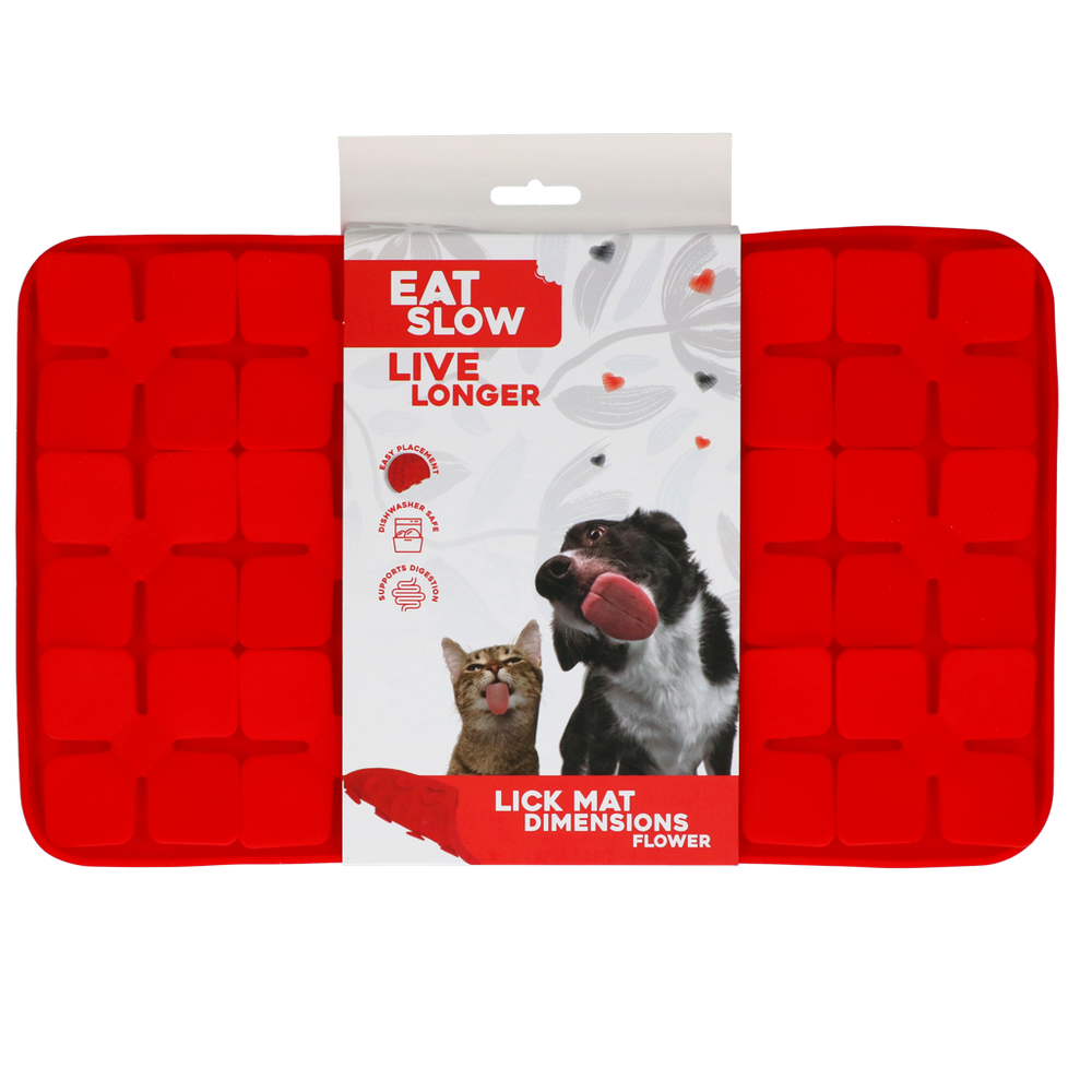 Eat Slow Live Longer Lick Mat Dimensions Flower Rood
