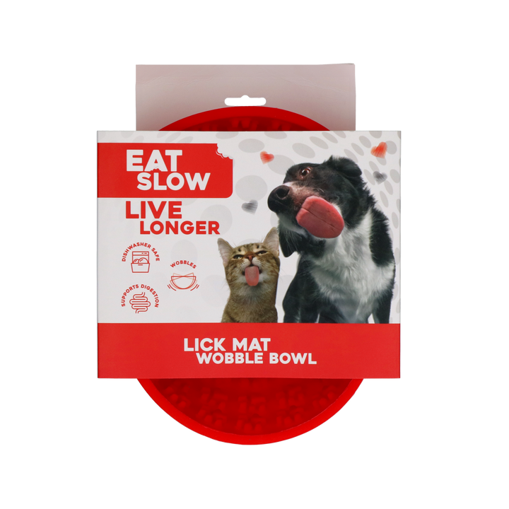 
  Eat Slow Live Longer Lick Mat Wobble Bowl Rood - artikelnummer EATS064H
