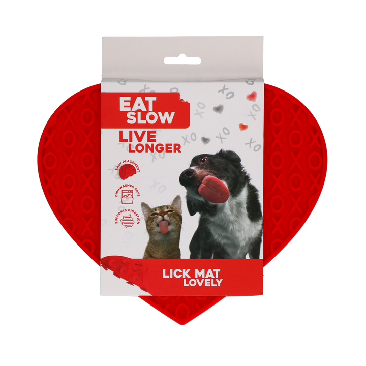 
  Eat Slow Live Longer Lick Mat Lovely Heart Rood - artikelnummer EATS065H
