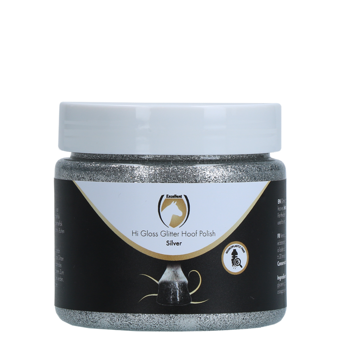
  Excellent Horse Hi Gloss Glitter Hoof Polish Silver 150 ml - artikelnummer HIGL7051
