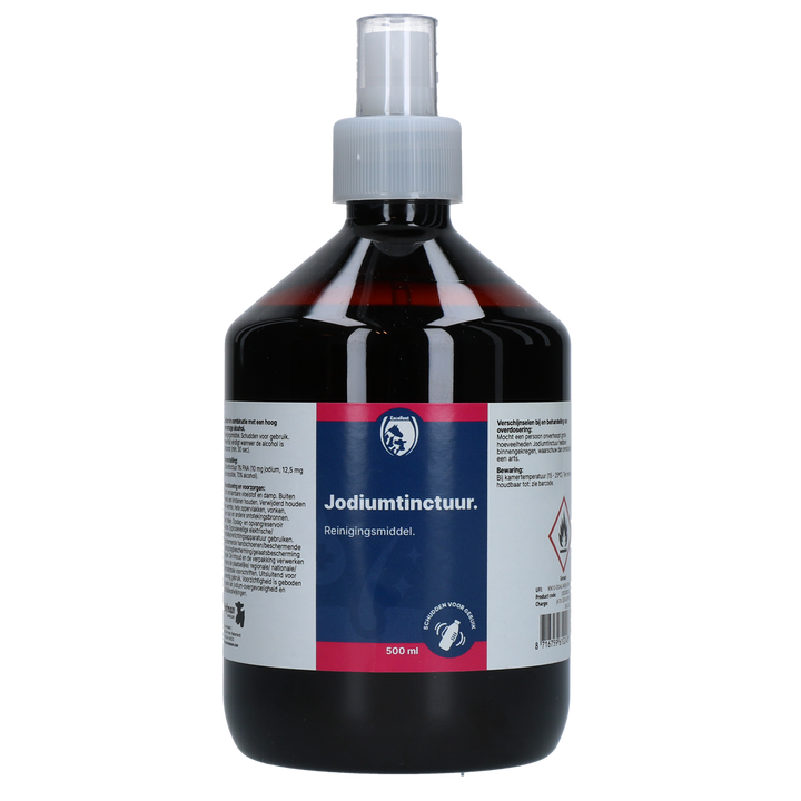 
  Jodiumtinctuur 1% (10 mg per ml) & 70% Alcohol 500 ml - artikelnummer JODI00001D
