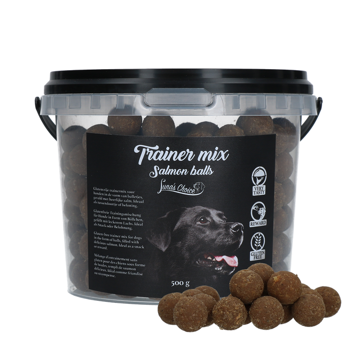 
  Luna's Choice Trainer Mix Zalm Balletjes (glutenvrij) - artikelnummer LUNA0045
