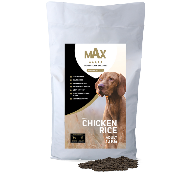 
  Max Adult Geperste Brokken Kip & Rijst 12 kg - artikelnummer MAXA026
