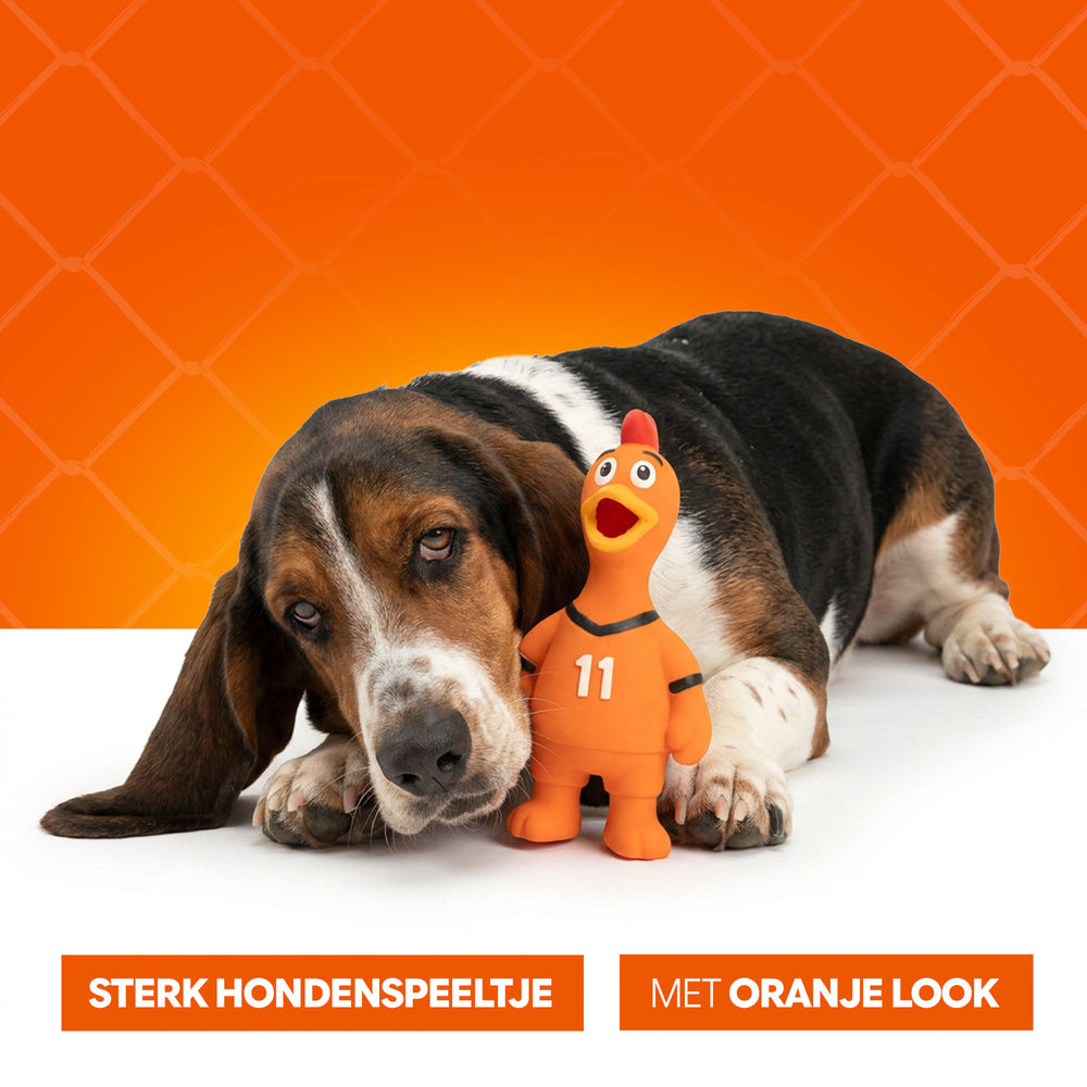 Oranje Latex Hondenspeeltjes WK Kip