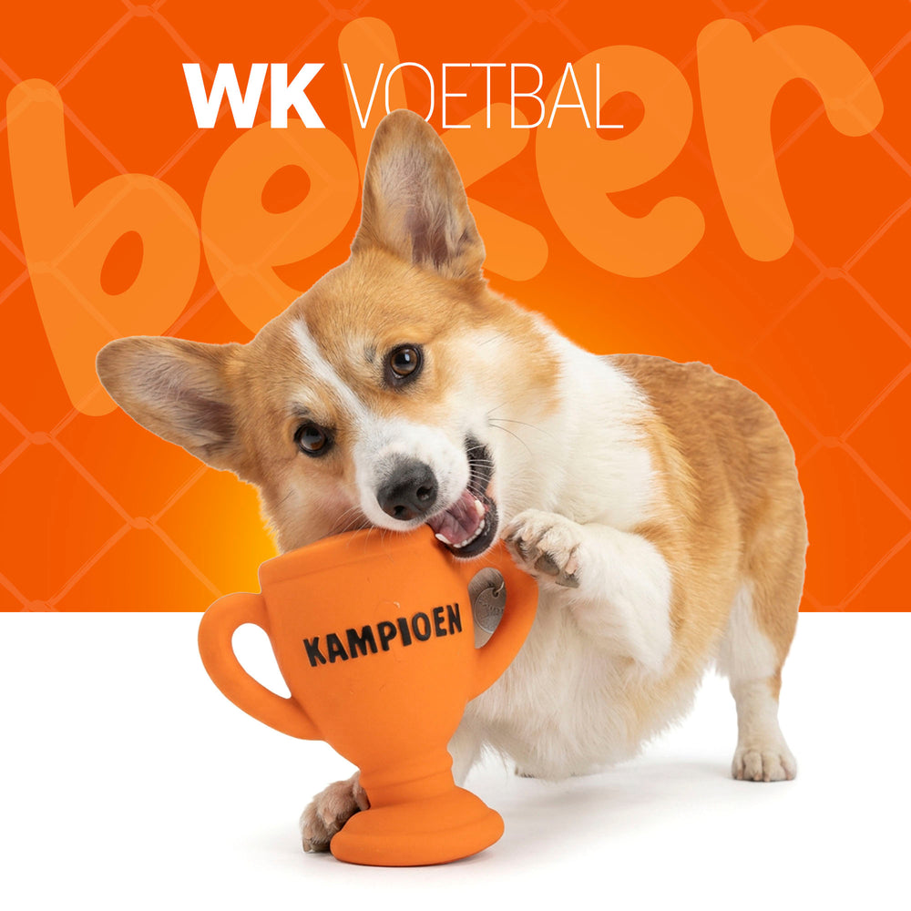 Oranje Latex Hondenspeeltjes WK Beker