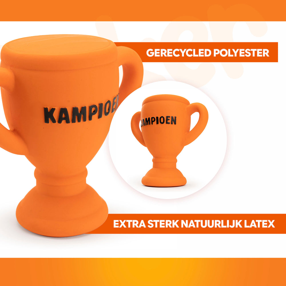 Oranje Latex Hondenspeeltjes WK Beker