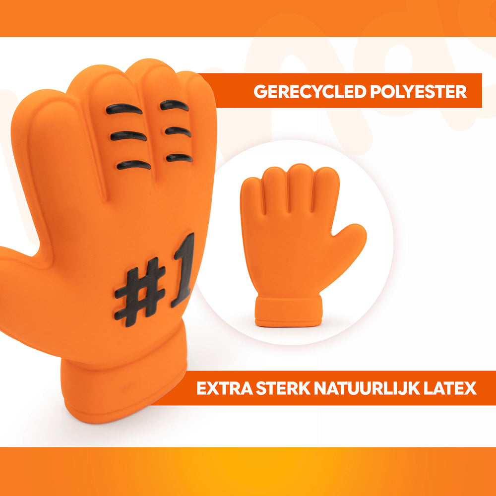 Oranje Latex Hondenspeeltjes WK Handschoen