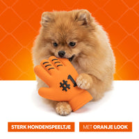 Oranje Latex Hondenspeeltjes WK Handschoen
