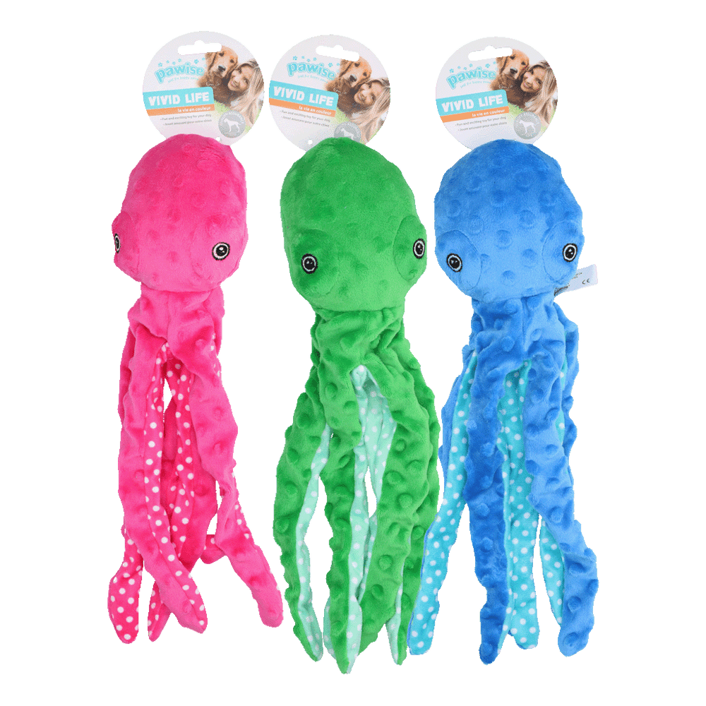 Pawise Multicolor Plush Octopus (3 colour assorted) L