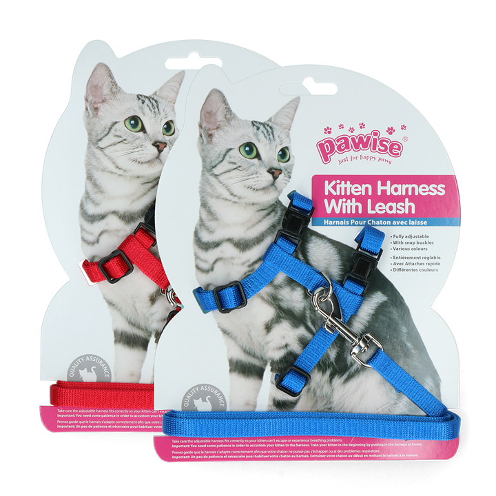 
  Pawise Kitten Harness With Leash Red/Blue S - artikelnummer PAWI28001

