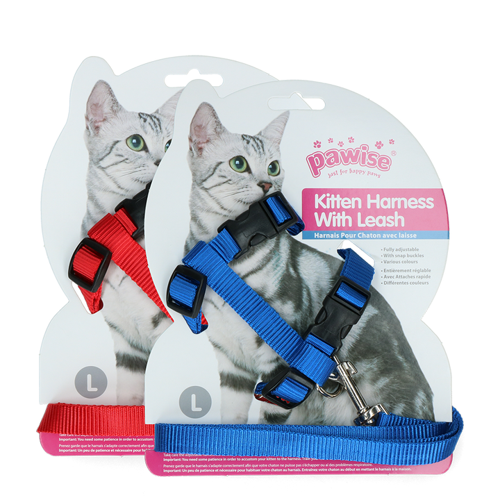 
  Pawise Kitten Harness With Leash Red/Blue L - artikelnummer PAWI28005
