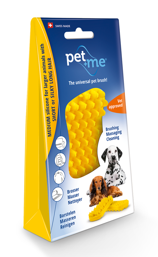 
  Pet+Me Dog Hair Brush Kort haar Geel - artikelnummer PETM007
