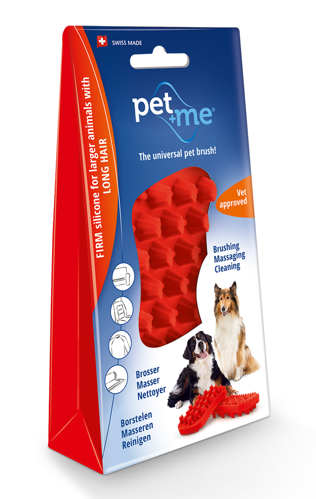 
  Pet+Me Dog Hair Brush Lang haar Rood - artikelnummer PETM009
