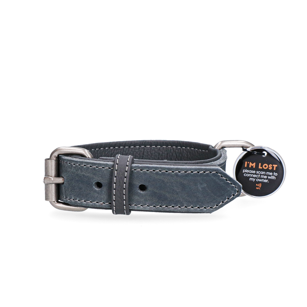 Spotted! Pro Leren Halsband 3 x 65 cm Grijs