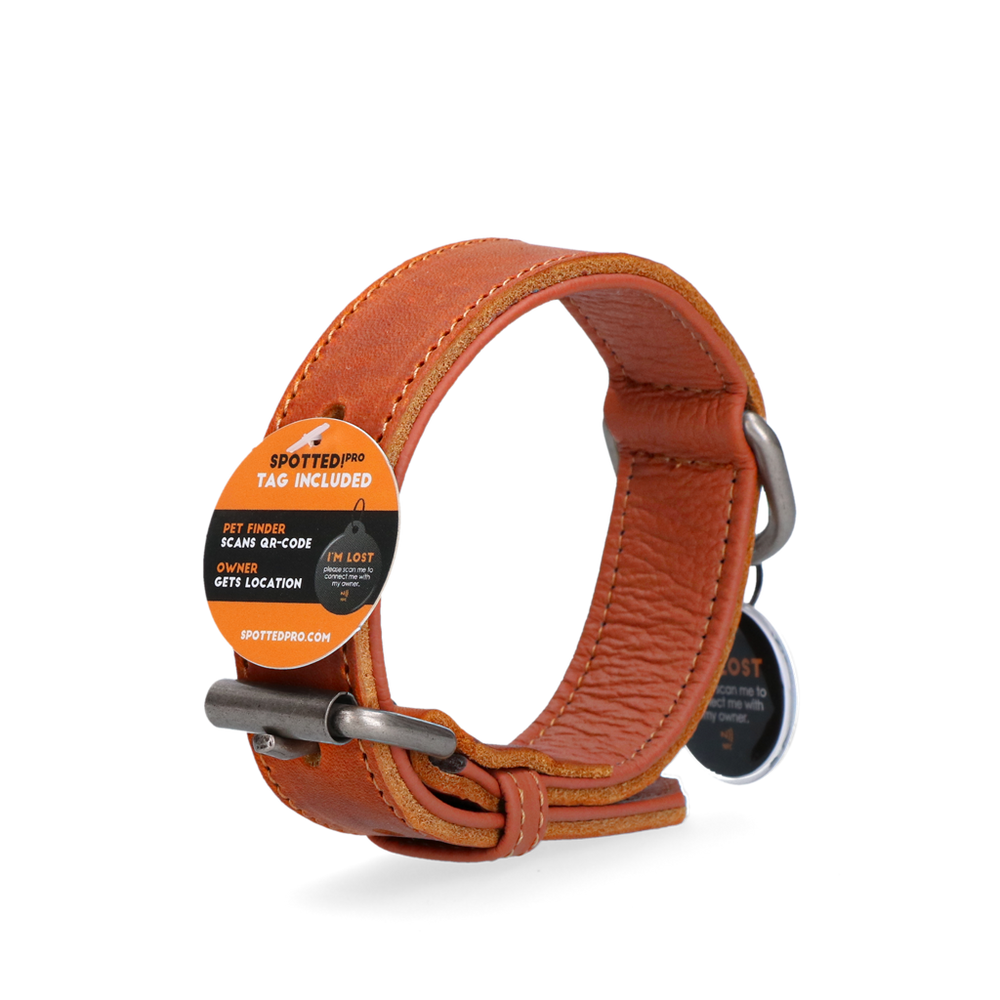 Spotted! Pro Leren Halsband Cognac 3 x 55 cm