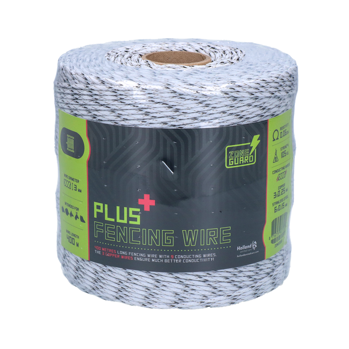 
  ZoneGuard 3 mm Plus afrasteringsdraad wit en zwart 400 m - artikelnummer ZONE0068
