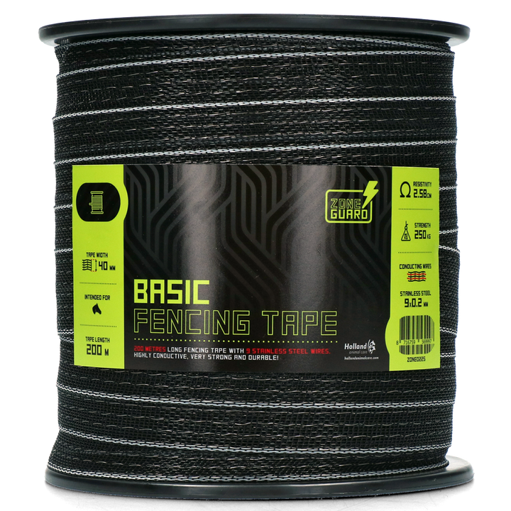 
  ZoneGuard Basic afrasteringslint 40 mm zwart 200 m - artikelnummer ZONE0225
