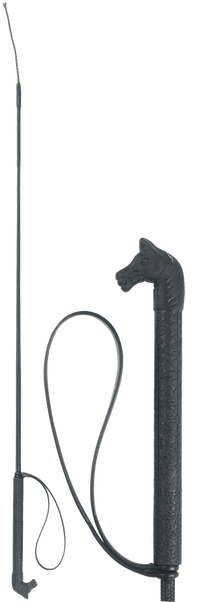 Rijzweep 90cm zwart met paardenhoofdgreep